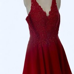 Red Lace Beaded Sequins Dress Dancing Queen M